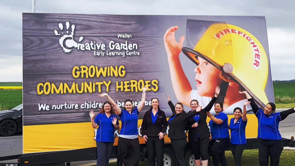 Creative Garden Wallan mobile billboard Melbourne northern suburbs — early learning centre opening campaign by The Mobile Billboard Company