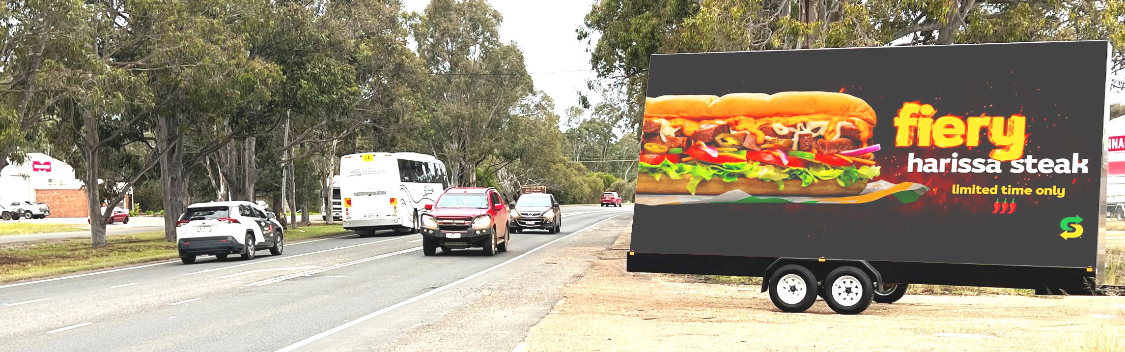 Subway mobile billboard Melbourne targeting tradies and construction workers at lunchtime